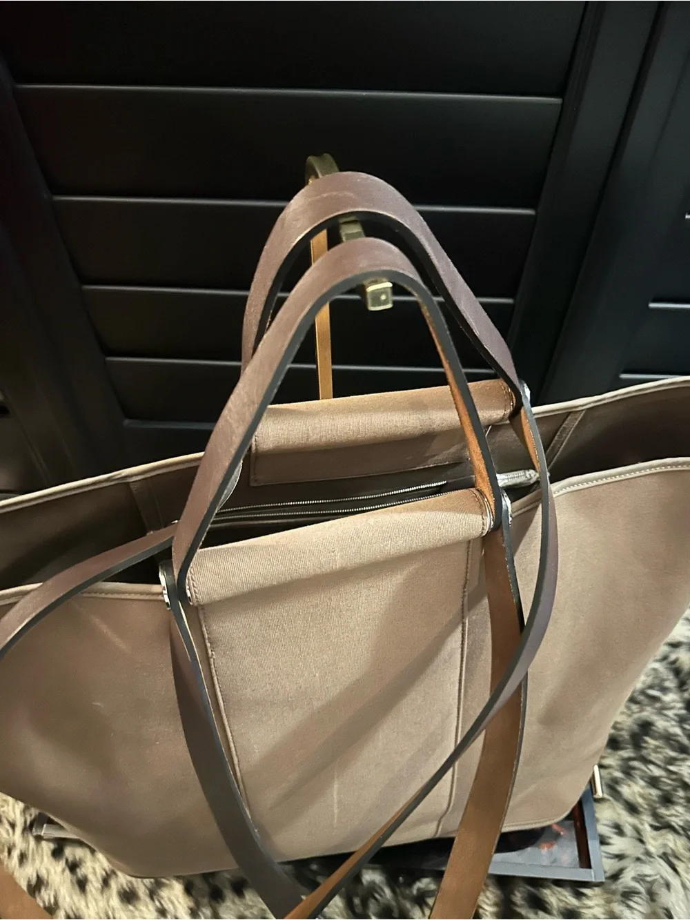 Hermes Cabag in Etoupe Toile Canavs and Leather Bag - Discontinued - Authentic